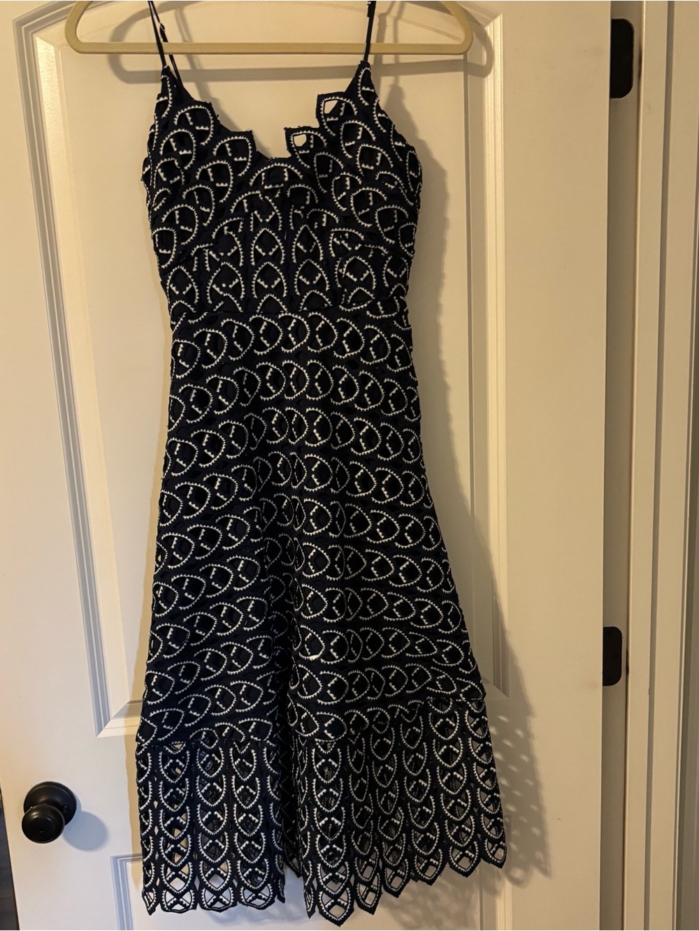 Gianni Bini Navy and White Lace Midi Dress